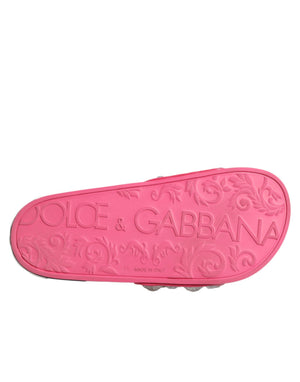 Pink Crystal Slides Sandals Beachwear Shoes