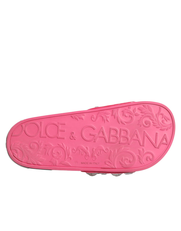 Pink Crystal Slides Sandals Beachwear Shoes