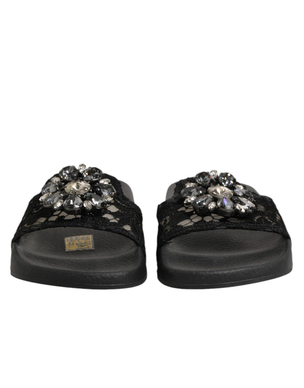 Black Devotion Matelassé Leather Slides Shoes