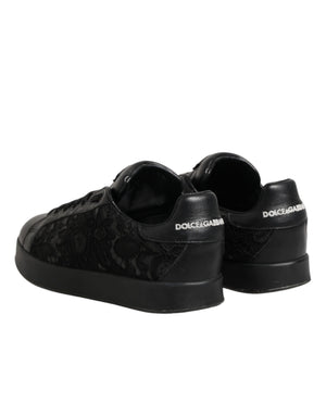 Black Floral Lace Low Top Sneakers Shoes