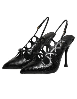Leather High Heels Slingback Shoes
