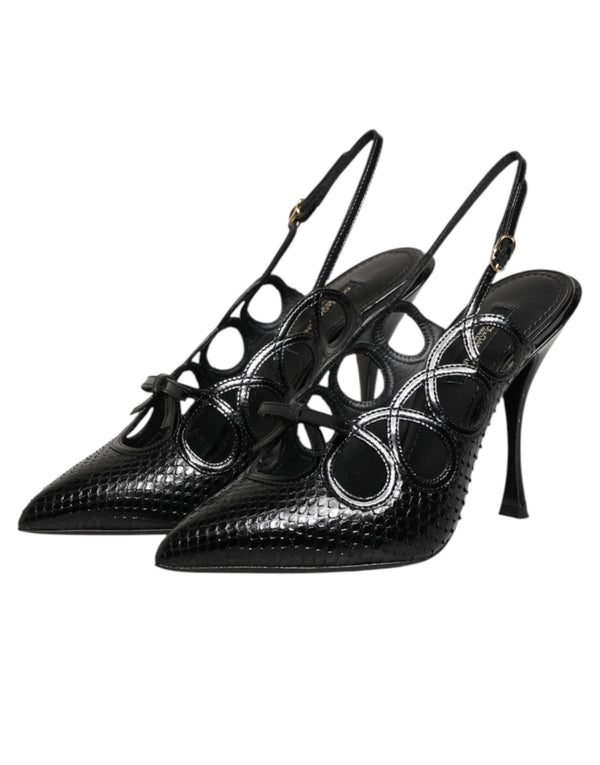 Leather High Heels Slingback Shoes
