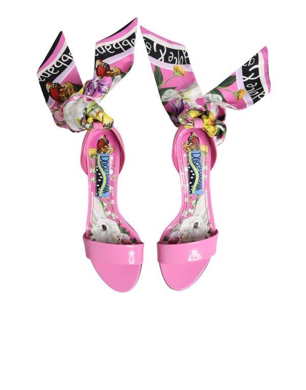 Pink Leather High Heels Sandals Shoes