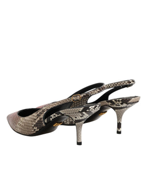 Multicolor Leather Heels Slingback  Shoes