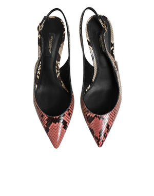 Multicolor Leather Heels Slingback Shoes