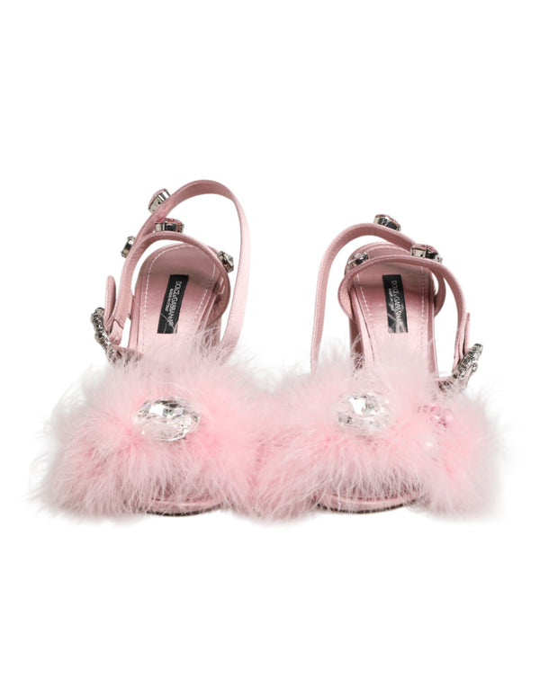 Pink Sequined Ankle Strap Sandals Shoes