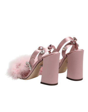 Pink Sequined Ankle Strap Sandals Shoes