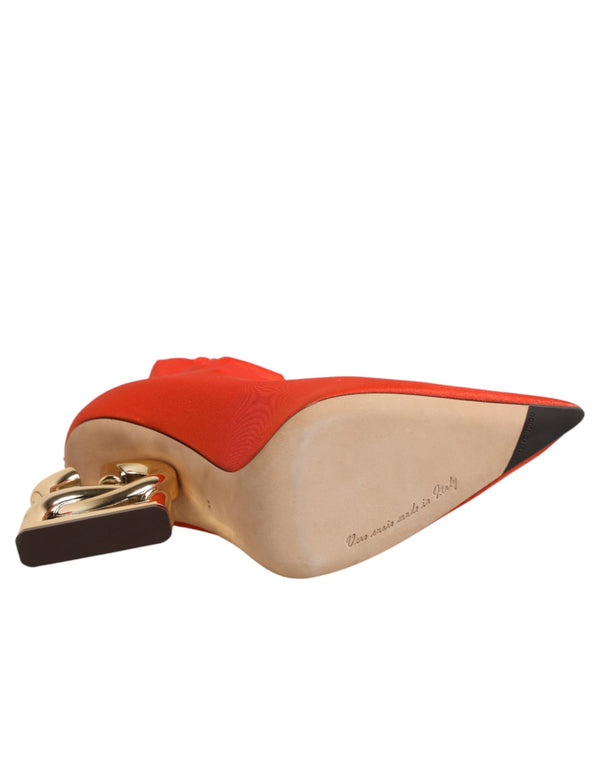 Orange DG Logo Heels Ankle Boots Shoes