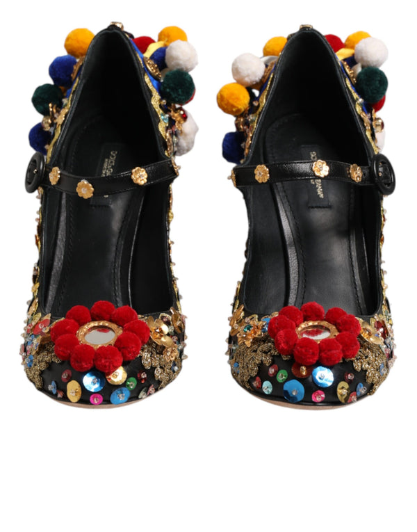 Black Gold Embellished MARY JANES Pumps  Shoes