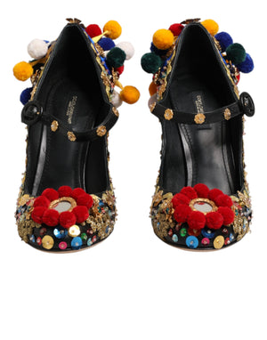 Black Gold Embellished MARY JANES Pumps  Shoes