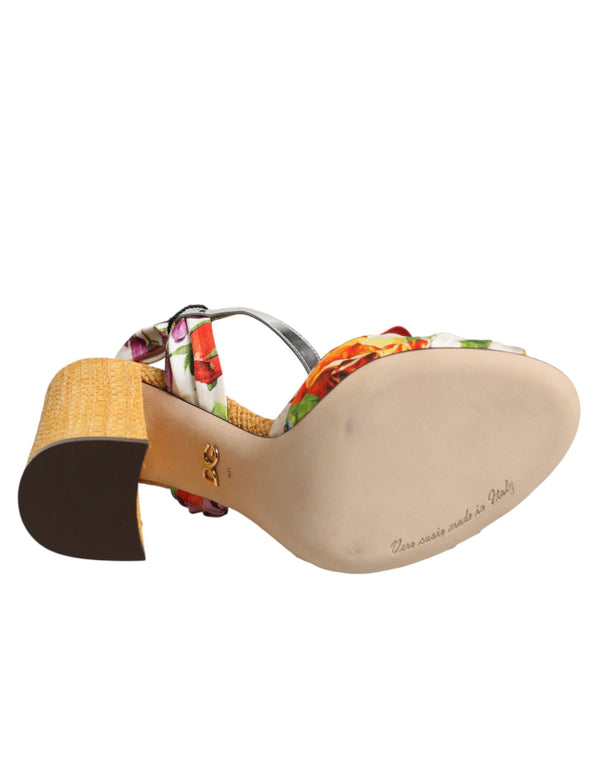 Multicolor Floral Crystal Embellished Sandals Shoes