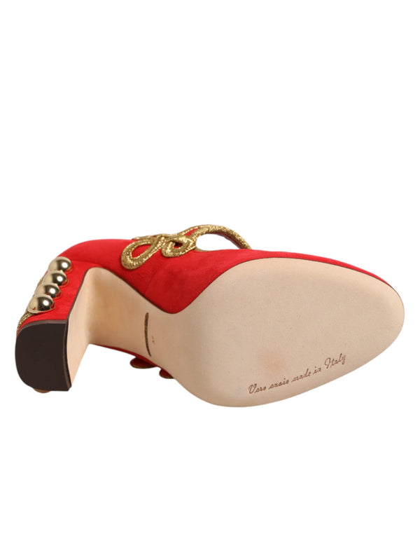 Red Embellished MARY JANES Pumps  Shoes