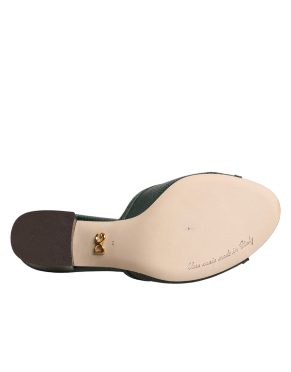 Green DG Amore Heel Slides Sandals Shoes