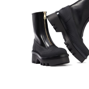 Black Calfskin Lace-Up Boots
