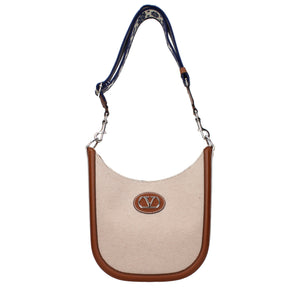 Beige Fabric Crossbody Bag