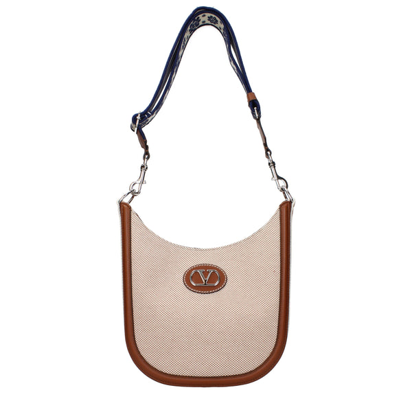 Beige Fabric Crossbody Bag