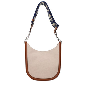 Beige Fabric Crossbody Bag