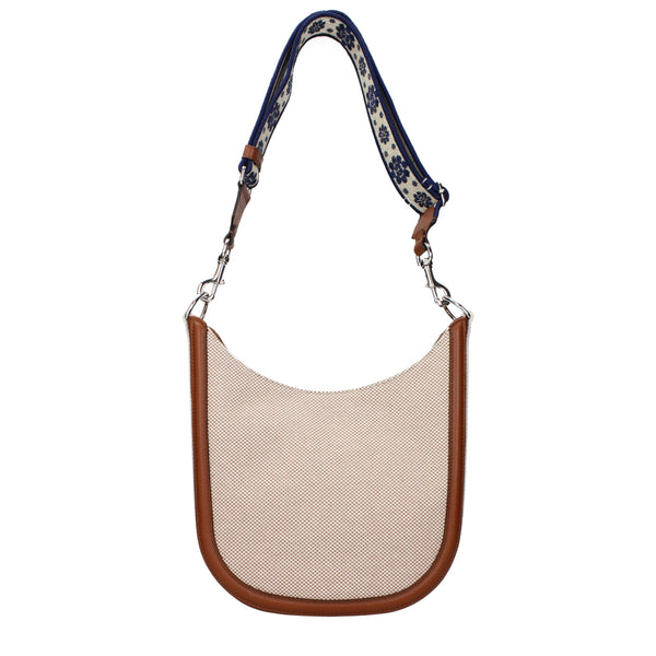 Beige Fabric Crossbody Bag