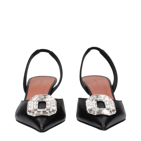 Black Leather High Heel Pumps