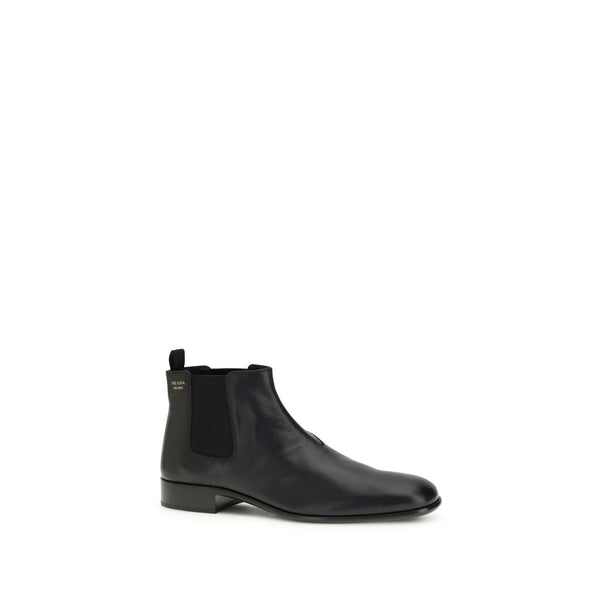Black Calf Leather Bos Taurus Ankle Boots