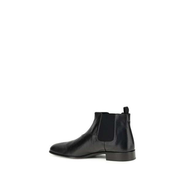 Black Calf Leather Bos Taurus Ankle Boots