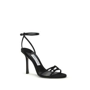 Black Calf Leather Bos Taurus Stiletto Heel Sandals