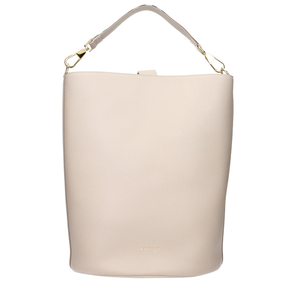 Beige Leather Shoulder Handbag