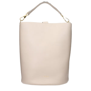 Beige Leather Shoulder Handbag