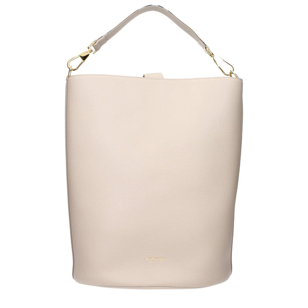 Beige Leather Shoulder Handbag