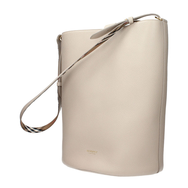 Beige Leather Shoulder Handbag