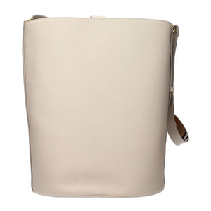 Beige Leather Shoulder Handbag