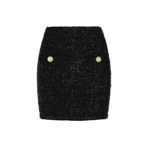 Black Cotton Mini Skirt