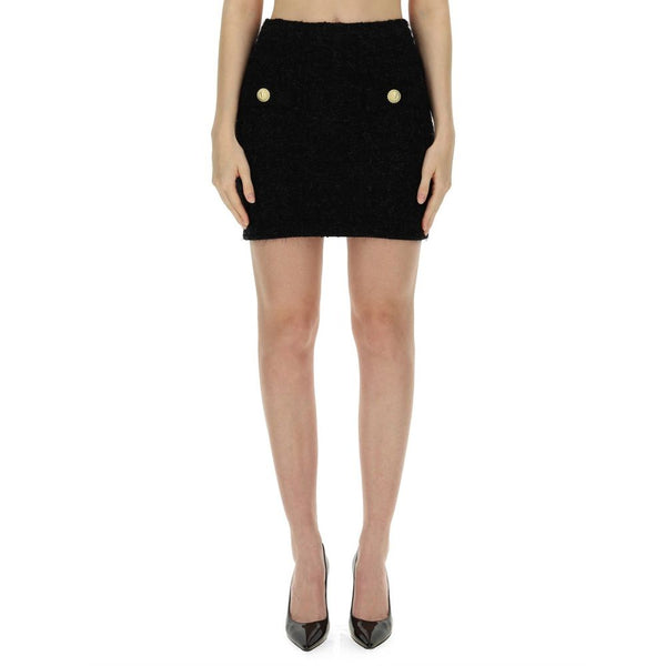 Black Cotton Mini Skirt