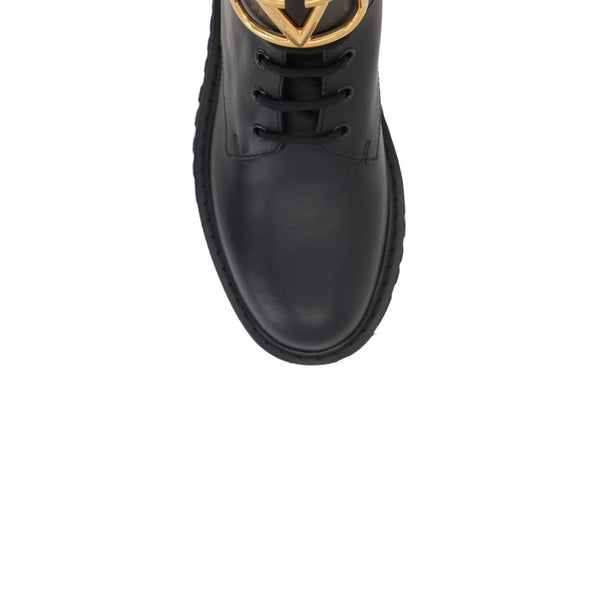 Black Calfskin Lace-Up Boots