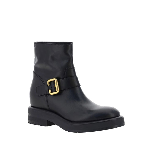 Black Calfskin Ankle Boots