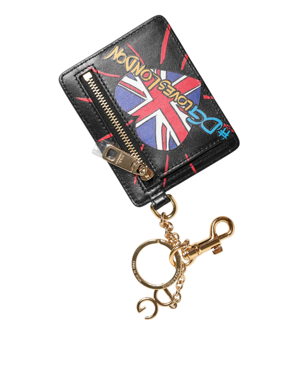 Black Leather #DGLovesLondon Cardholder Coin Case Keyring