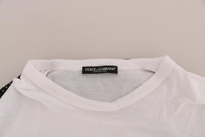White Cotton Black Silk Scarf Top T-shirt