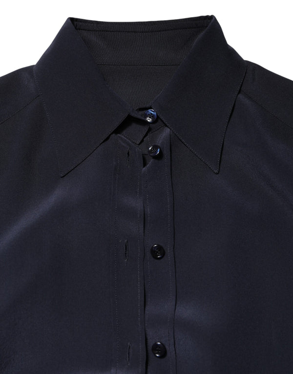 Blue Collared Long Sleeves Dress Shirt Top