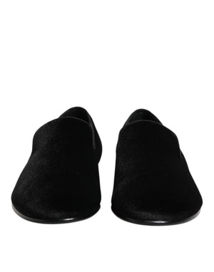 Black Leather Suede Slip On Loafers Dress Shoes