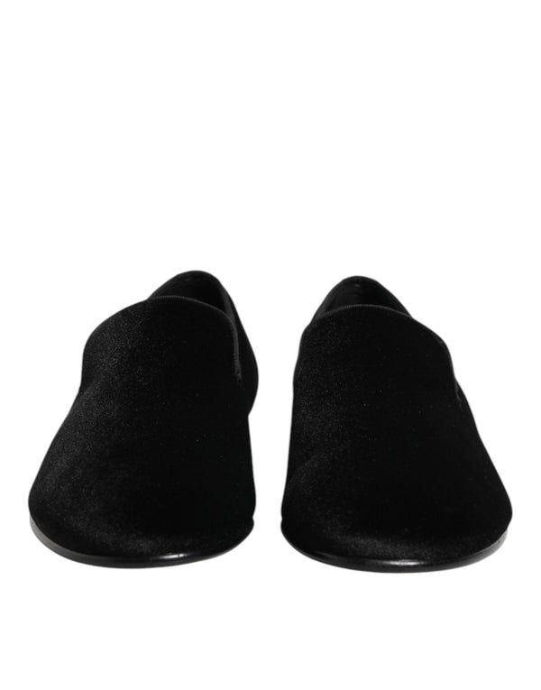 Black Leather Suede Slip On Loafers Dress Shoes