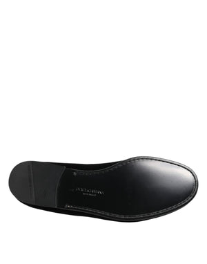 Black Leather Suede Slip On Loafers Dress Shoes