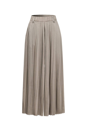 Pleated Wide Leg Pants With Knit Waist Band