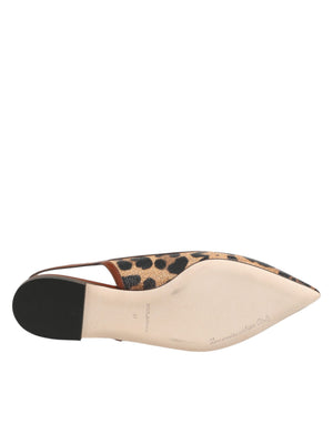 Brown Leopard Slingback Flats Sandals Shoes