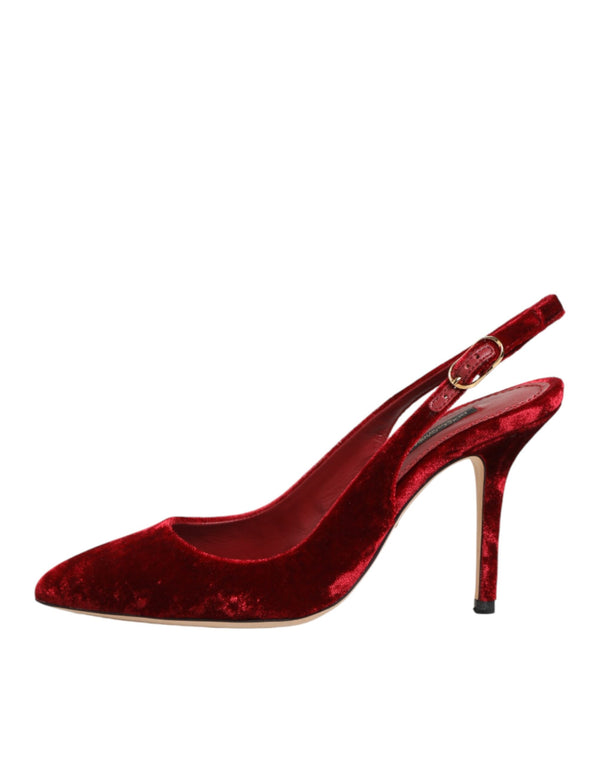 Red Suede High Heels Slingbacks Sandals Shoes