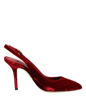 Red Suede High Heels Slingbacks Sandals Shoes