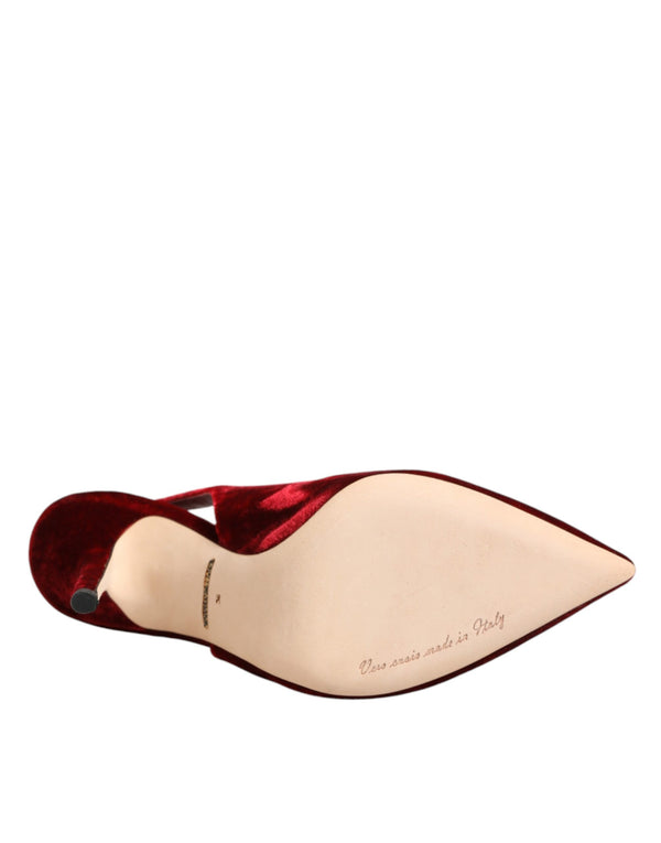 Red Suede High Heels Slingbacks Sandals Shoes