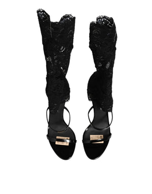 Black Floral Lace Heels SANDALS Shoes