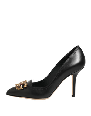 Black Leather DG Amore Heels Pumps Shoes