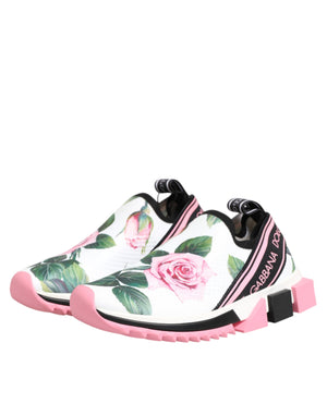 White Rose Print Sorrento Sneakers Shoes