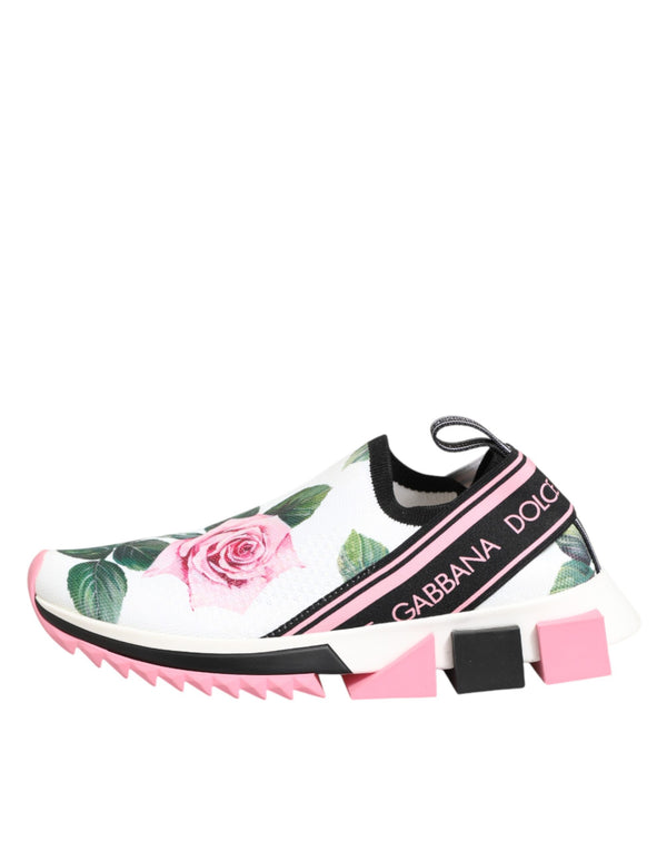 White Rose Print Sorrento Sneakers Shoes